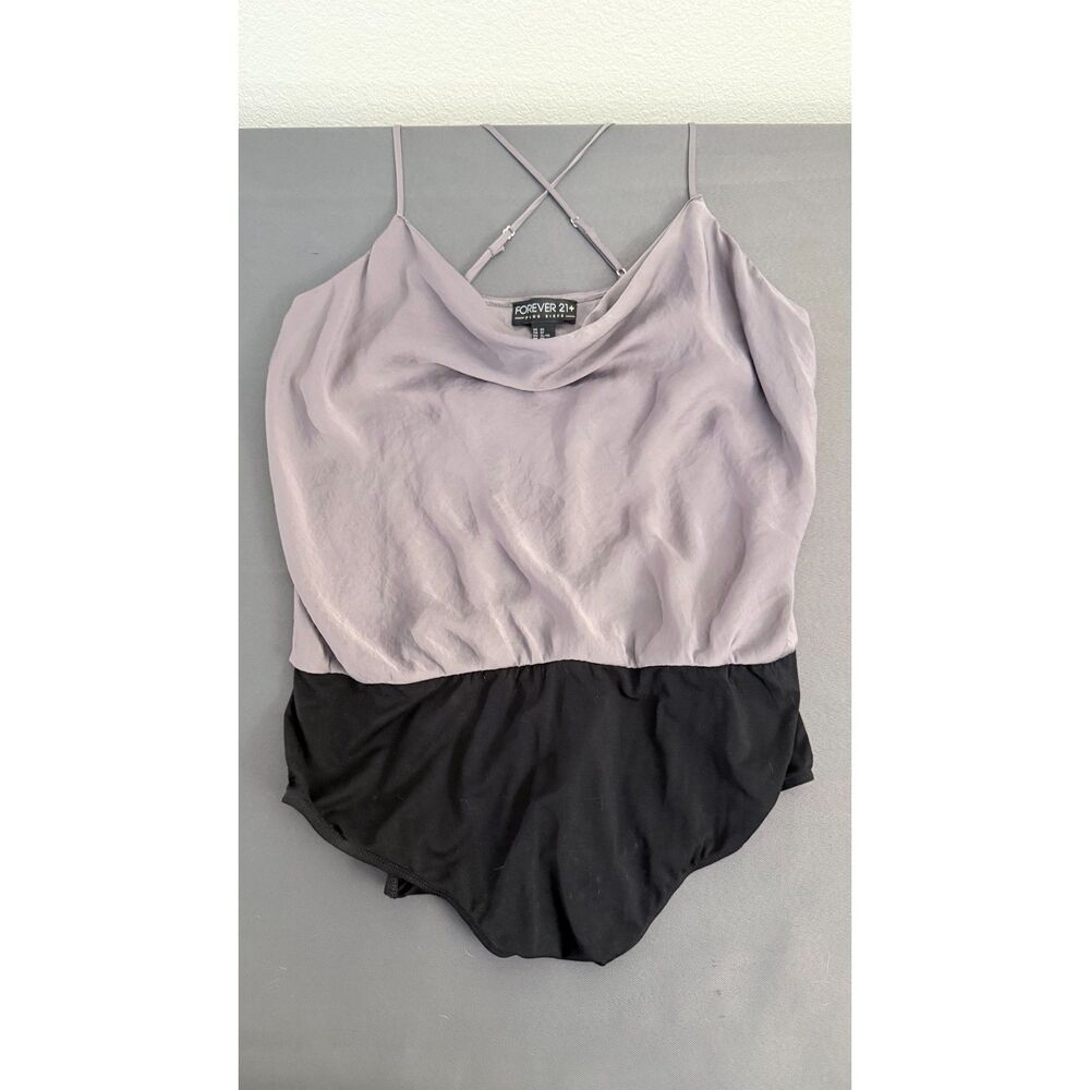 Gray Adjustable Strap Cowl Neck Snap Closure Bodysuit 0XL